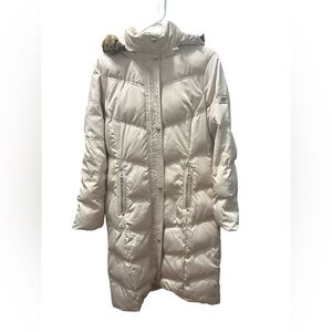 Calvin Klein Quilted Long Down Puffer Coat with Removable Hood